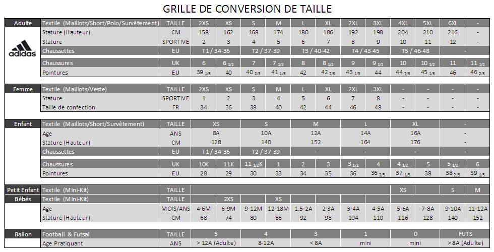 taille adidas basket